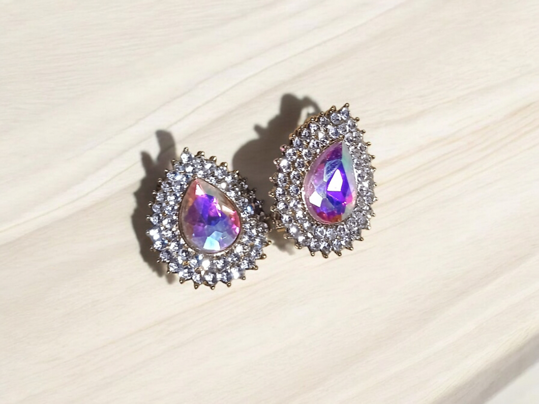Aurora borialis clip on studs