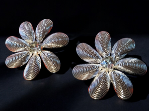 Extra large runway avant garde flower cluster earrings