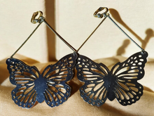 Load image into Gallery viewer, Giant Clip on butterfly dangle earrings

