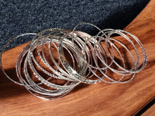 Load image into Gallery viewer, Set of 20 Chunky silver  Bangles for large hands/wrist
