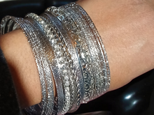 Load image into Gallery viewer, Set of 20 Chunky silver  Bangles for large hands/wrist
