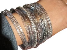 Load image into Gallery viewer, Set of 20 Chunky silver  Bangles for large hands/wrist
