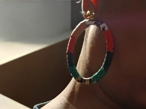 Handmade faux leather clip on hoops