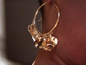 Beautiful gold hammered charm hoops