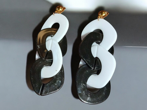 Chunky giant Acrylic Chain Hoop Clip on Earrings