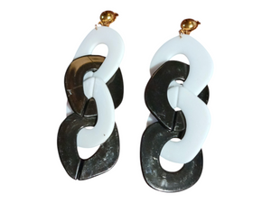 Chunky giant Acrylic Chain Hoop Clip on Earrings