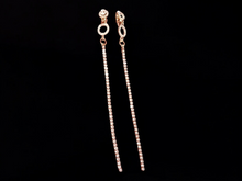 Load image into Gallery viewer, Handmade long rhinestone strand clip on earrings
