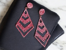 Load image into Gallery viewer, Handmade rhinestone and felt clip on earrings
