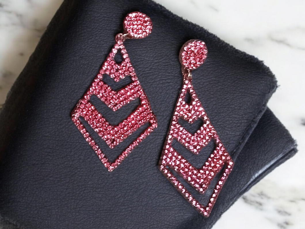 Handmade rhinestone and felt clip on earrings