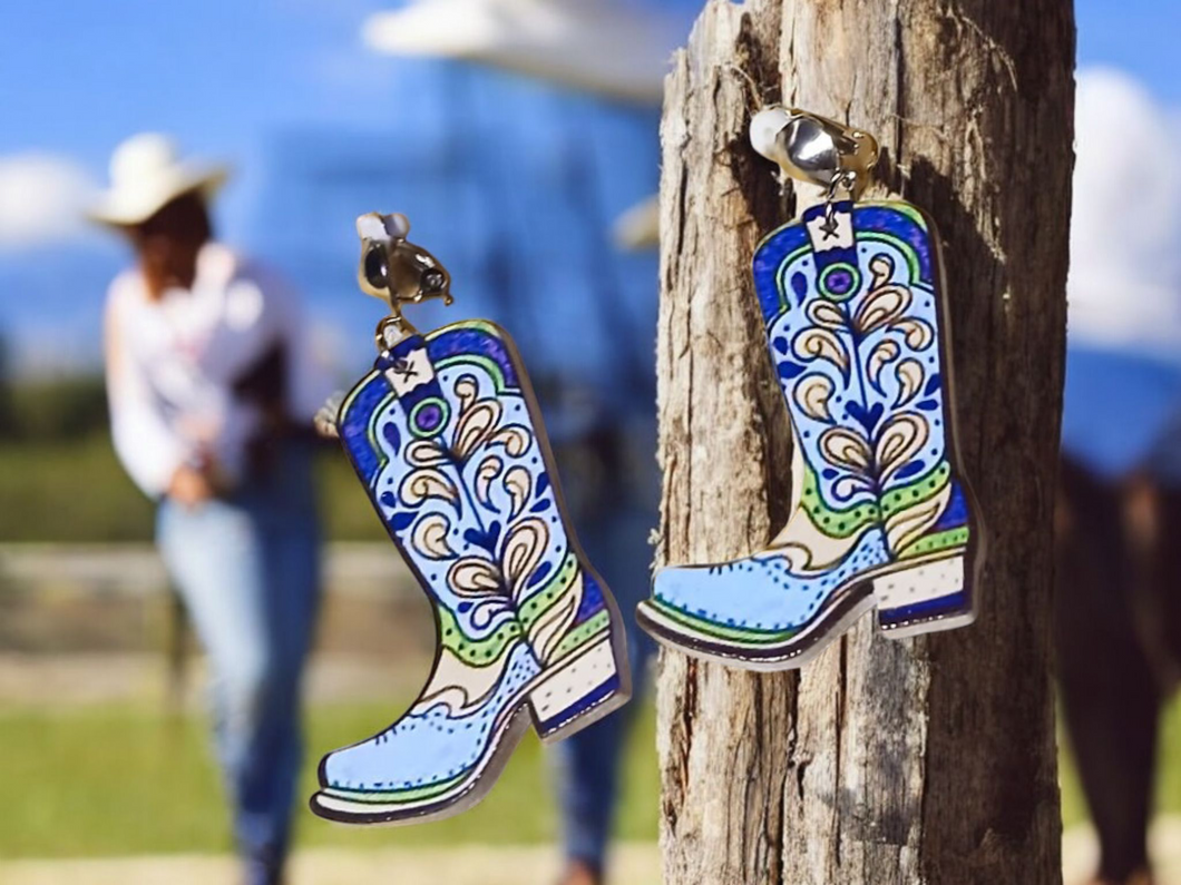 Wooden cowboy boot clip ons