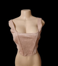 Load image into Gallery viewer, Pink faux suede crop top new Medium Kargo Fresh
