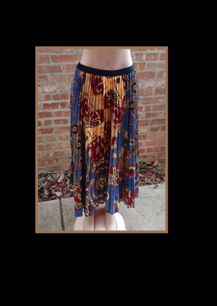 Pleated African Print Skirt 1 XL Kargo Fresh