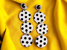 Load image into Gallery viewer, Polka dot  pop art clip on dangle earrings Kargo Fresh
