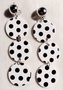 Polka dot  pop art clip on dangle earrings Kargo Fresh