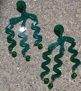 Pop Art Acrylic Green Octopus Earrings Kargo Fresh