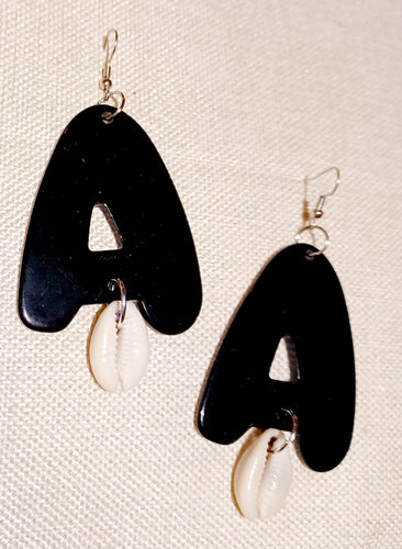 Pop art A initial black acrylic earrings Kargo Fresh