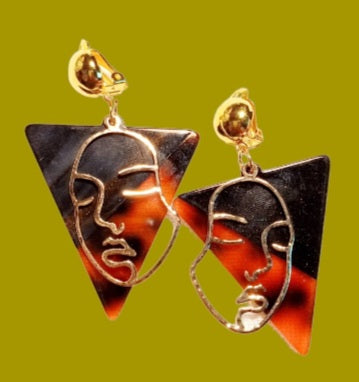 Pop art abstract face clip on earrings Kargo Fresh