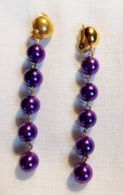 Load image into Gallery viewer, Purple Faux Pearl dangle Clip On Earrings Kargo Fresh
