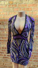 Load image into Gallery viewer, Purple Sequin Mini Cocktail Dress Size Med Kargo Fresh
