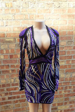 Load image into Gallery viewer, Purple Sequin Mini Cocktail Dress Size Med Kargo Fresh
