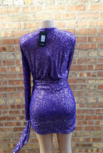 Load image into Gallery viewer, Purple Sequin Mini Cocktail Dress Size Med Kargo Fresh
