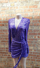 Load image into Gallery viewer, Purple Sequin Mini Cocktail Dress Size Med Kargo Fresh
