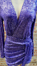 Load image into Gallery viewer, Purple Sequin Mini Cocktail Dress Size Med Kargo Fresh
