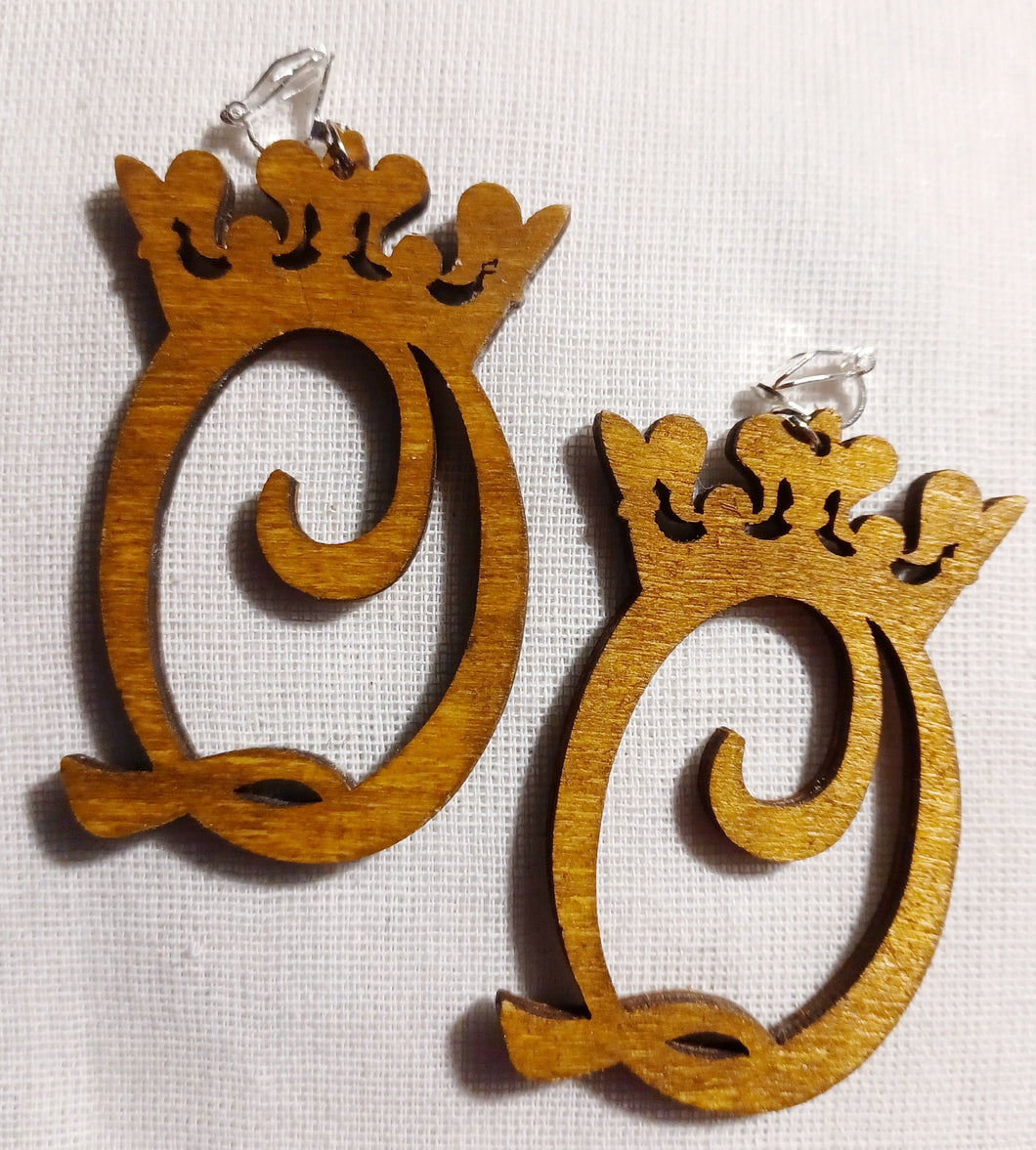 Queens Crown Clip on wooden Handmade Earrings Kargo Fresh