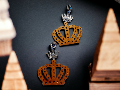 Queens Crown Clip on wooden Handmade Earrings Kargo Fresh