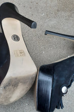 Load image into Gallery viewer, RARE BEBE Black Suede Platform Heels Size 8 Kargo Fresh
