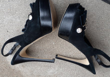 Load image into Gallery viewer, RARE BEBE Black Suede Platform Heels Size 8 Kargo Fresh
