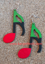 Load image into Gallery viewer, RBG Handpainted Music Note Wooden  Earrings Kargo Fresh
