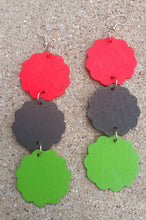 Load image into Gallery viewer, RBG Pan African Flower Wooden Earrings Kargo Fresh
