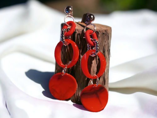 RED Handmade chunky acrylic clip on earrings Kargo Fresh