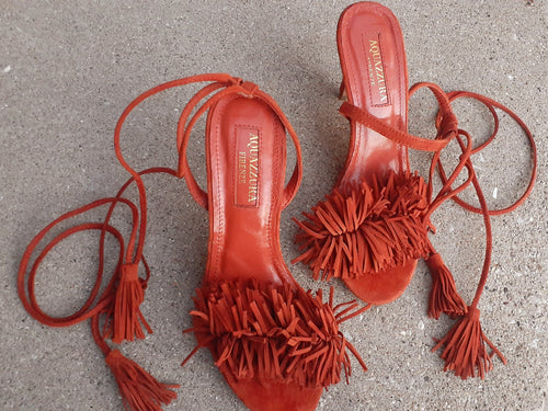 Rare Aquazzura Fringe Tassel Heels Size 36 Kargo Fresh