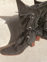 Load image into Gallery viewer, Rare Jean Michel Cazabat Black Suede fringe boots Size 8 Kargo Fresh
