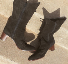 Load image into Gallery viewer, Rare Jean Michel Cazabat Black Suede fringe boots Size 8 Kargo Fresh
