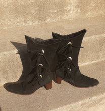 Load image into Gallery viewer, Rare Jean Michel Cazabat Black Suede fringe boots Size 8 Kargo Fresh
