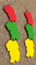 Load image into Gallery viewer, Rasta Colors wooden Afro Princess Chain Earrings Kargo Fresh
