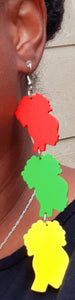 Rasta Colors wooden Afro Princess Chain Earrings Kargo Fresh