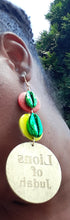 Load image into Gallery viewer, Rasta Colors wooden LIONS OF JUDAH  Handpainted Earrings Kargo Fresh
