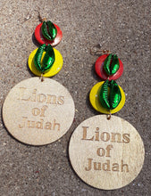 Load image into Gallery viewer, Rasta Colors wooden LIONS OF JUDAH  Handpainted Earrings Kargo Fresh
