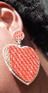 Rattan and Metal Heart Earrings Kargo Fresh