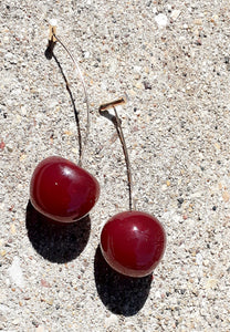 Resin and brass Cherry Dangle Earrings Kargo Fresh