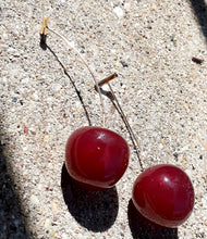 Load image into Gallery viewer, Resin and brass Cherry Dangle Earrings Kargo Fresh
