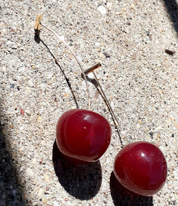 Resin and brass Cherry Dangle Earrings Kargo Fresh