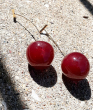 Load image into Gallery viewer, Resin and brass Cherry Dangle Earrings Kargo Fresh
