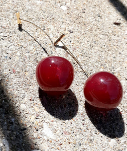 Resin and brass Cherry Dangle Earrings Kargo Fresh