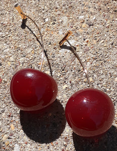 Resin and brass Cherry Dangle Earrings Kargo Fresh