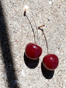 Resin and brass Cherry Dangle Earrings Kargo Fresh